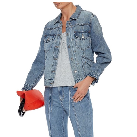 NWT CURRENT/ELLIOTT
studded faded denim jacket - Picture 2 of 13